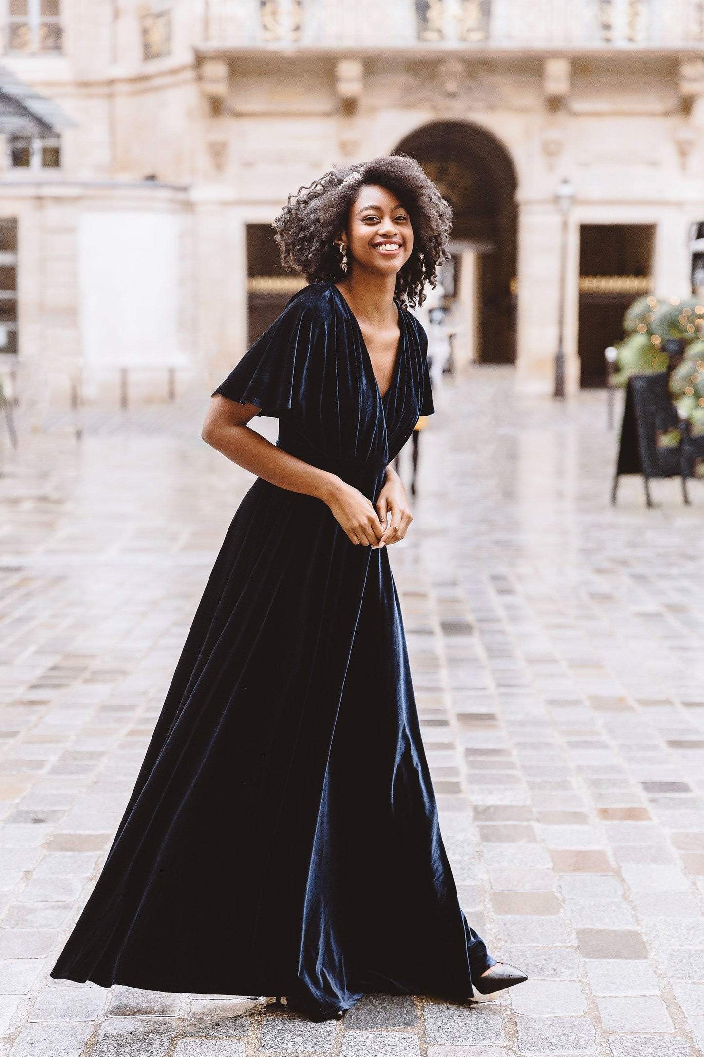 V Neck Maxi Dress | Navy Blue Bridesmaid Dresses | Dare and Dazzle