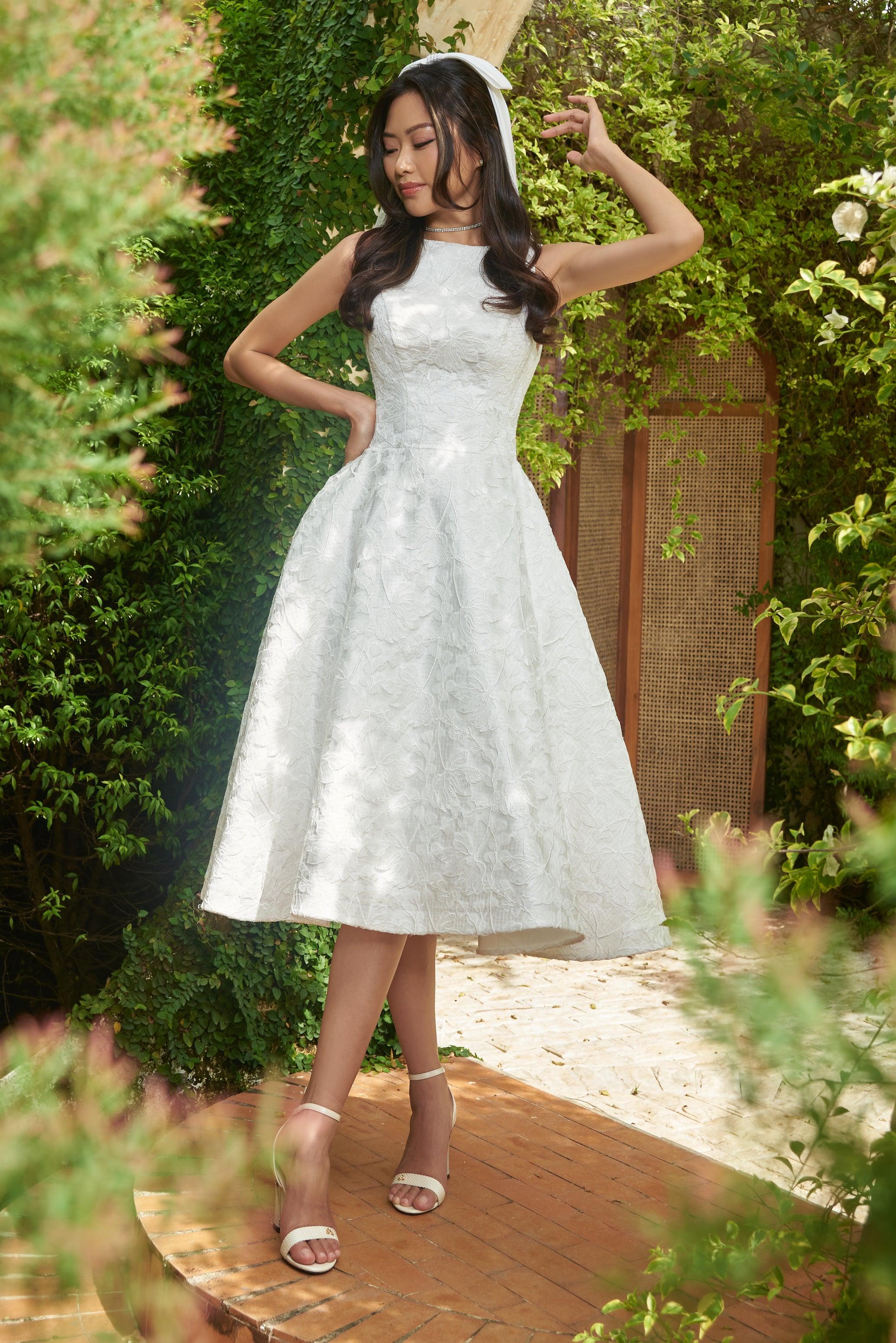 Tea Length Wedding Dress | Open v Back Dress