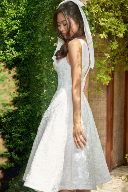 Tea Length Wedding Dress | Open v Back Dress | Dare and Dazzle Rent / 4 / White Tea Length Wedding Dress | Open v Back Dress | Dare and Dazzle Rent / 4 / White